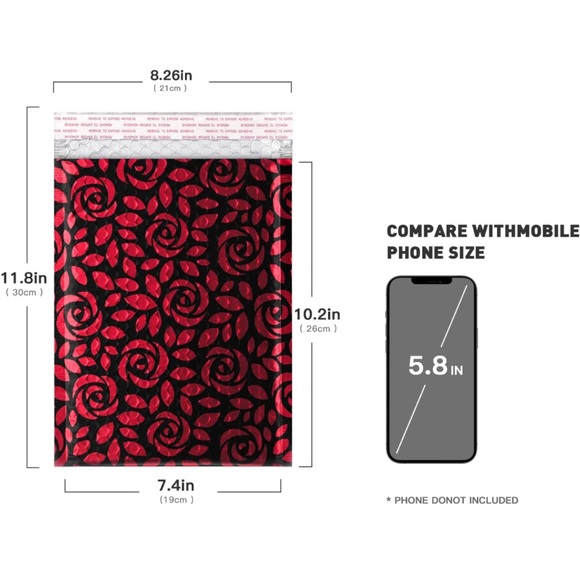 8 Count 7X10 Rose Bubble Mailers, Shipping Supplies, PRICE IS FIRM - Picture 6 of 7